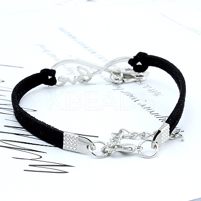 Infinity & Paw Print & Word Love Alloy with Suede Cord Charm Bracelets FS-WG0006A-06-1