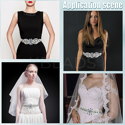 Flower Full Crystal & Montana Rhinestone Handmade Bridal Belts for Wedding Dresses AJEW-WH20006-233A-02-1