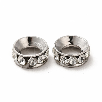 201 Stainless Steel Crystal Rhinestone Spacer Beads STAS-G305-01P-1