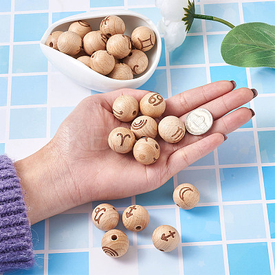 Natural Undyed Beech Beads WOOD-BT0001-04-1