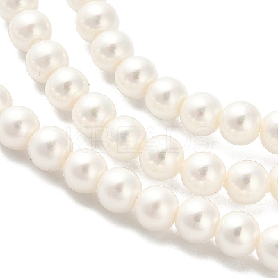 AB Color Plated Shell Pearl Round Beads Strands LS-BSHE-XCP0001-31-1