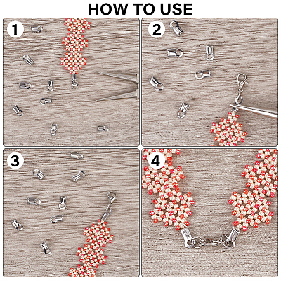 300Pcs 304 Stainless Steel Fold Over Crimp Cord Ends STAS-SP0001-76-1