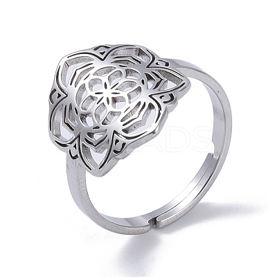 Non-Tarnish 201 Stainless Steel Adjustable Rings RJEW-C074-06P-1