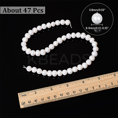1 Strand Natural Cultured Freshwater Pearl Beads Strands PEAR-NB0002-44-1