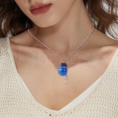 4Pcs 4 Color Lucky Bag Shape Glass Cork Bottles Pendant Necklaces Set NJEW-TA00067-1