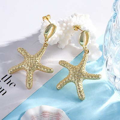 Rack Plating Brass Dangle Stud Earrings for Women EJEW-C125-23C-G-1
