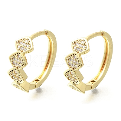 Brass Clear Cubic Zirconia Hoop Earrings EJEW-M047-26G-1