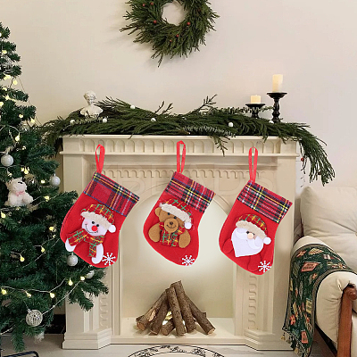 12Pcs 4 Styles Cloth Christmas Stocking Gift Bag Pendant Decoration FIND-SP0020-60C-1