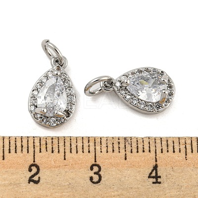 Brass Micro Pave Clear Cubic Zirconia Charms KK-G490-20P-1