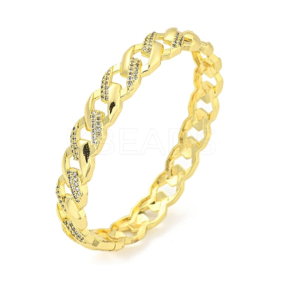 Twisted Brass Micro Pave Clear Cubic Zirconia Hinged Bangles for Women BJEW-Z062-05D-1