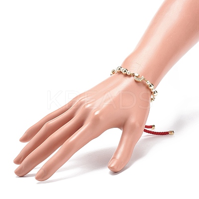 Clear Cubic Zirconia Moon & Star Link Slider Bracelet BJEW-JB08847-1