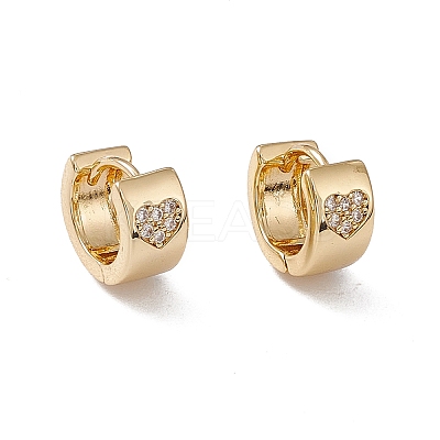 Clear Cubic Zirconia Heart Pattern Thick Hoop Earrings EJEW-F294-10C-G-1