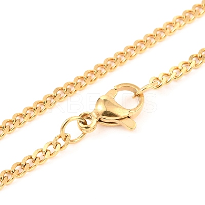 Ion Plating(IP) 304 Stainless Steel Curb Chain Twist Chain Necklace NJEW-H215-01G-1