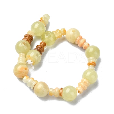 Natural Xiuyan Jade 3-Hole Guru Bead Strands G-K149-48-1