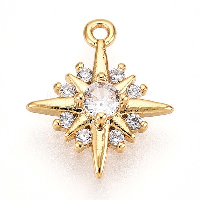 Brass Micro Pave Clear Cubic Zirconia Pendants X1-KK-T075-24G-1