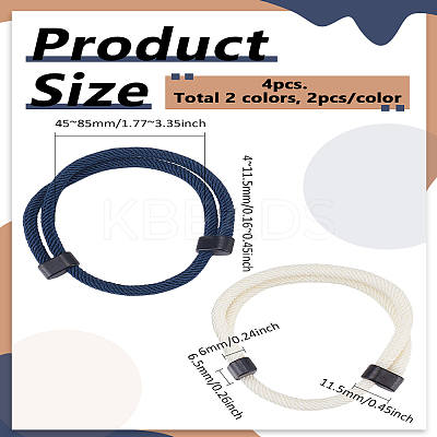 4Pcs 2 Colors Braided Rope Polyester Cord Bracelets BJEW-LP0002-25-1