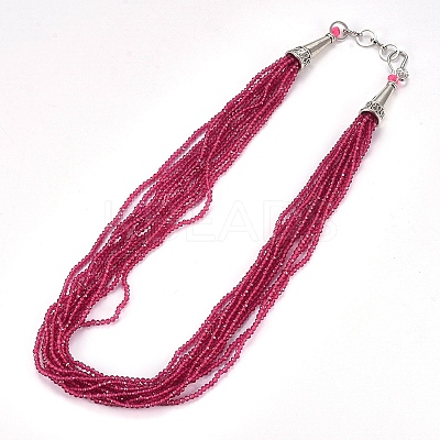 Faceted Glass Beaded Necklaces NJEW-D041-03-1