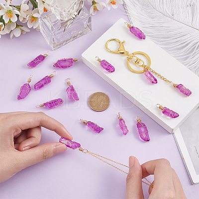 15Pcs Dyed Natural Quartz Crystal Pendants PALLOY-AB00129-1
