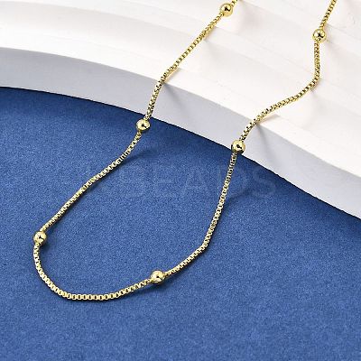 2.5MM Brass Round Ball Box Chain Necklaces NJEW-M108-38G-1