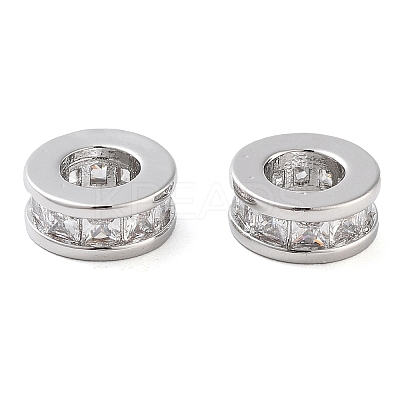 Brass Micro Pave Clear Cubic Zirconia Beads KK-U028-24P-1