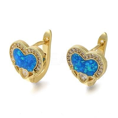 Heart Rack Plating Brass Micro Pave Cubic Zirconia Hoop Earrings EJEW-P277-07B-G-1