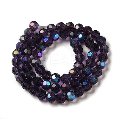 Electroplate Transparent Glass Beads Strands EGLA-A035-T8mm-L15-1