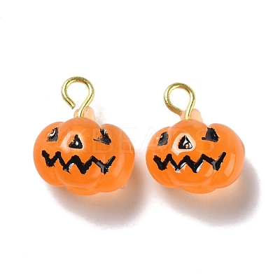 Halloween Pumpkin Opaque Resin Charms RESI-B010-02-1