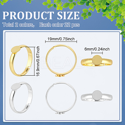 44Pcs 2 Colors Adjustable Brass Pad Ring Bases KK-ME0003-92-1