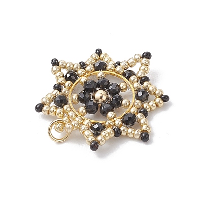 3Pcs 3 Colors Glass Seed Beaded Snowflake Pendants PALLOY-MZ00953-1