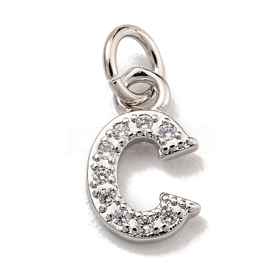 Initial Letter Brass with Cubic Zirconia Charms KK-Q814-26C-P-1