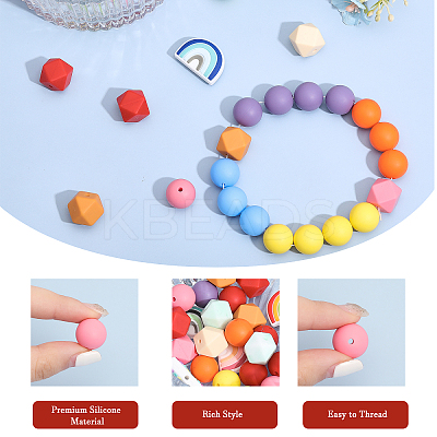 18 Style Food Grade Eco-Friendly Silicone Beads SIL-CA0001-62-1