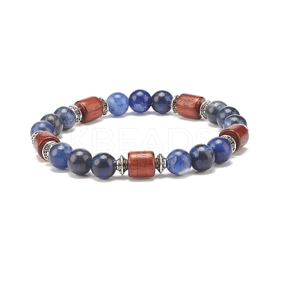 Natural Sodalite Beaded Stretch Bracelet for Women or Men BJEW-JB07732-04-1