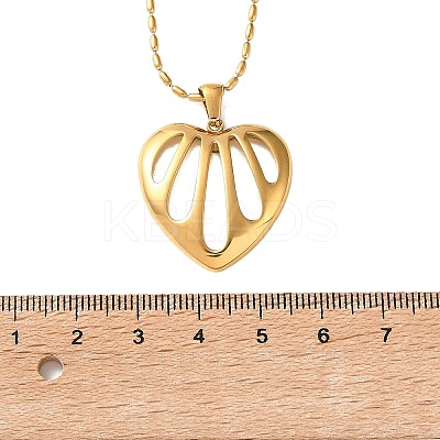 304 Stainless Steel & Natural White Shell Hollow Heart Pendant Necklaces for Women SA-CBAD22F-06G-1