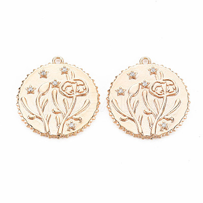Brass Micro Pave Clear Cubic Zirconia Pendants KK-S364-189-1