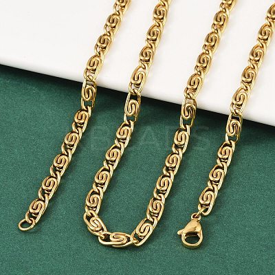 Ion Plating(IP) 304 Stainless Steel Lumachina Chain Necklaces NJEW-F297-01G-1