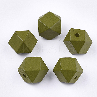 Painted Natural Wooden Beads WOOD-Q040-017A-05-1