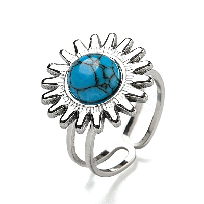 Sun 304 Stainless Steel Open Cuff Rings STAS-Z060-08P-1