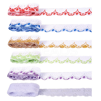 30 Yards 6 Colors Ethnic Style Polyester Flower Lace Trim OCOR-TA0001-83A-1