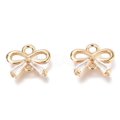 Brass Micro Pave Clear Cubic Zirconia Links Connectors ZIRC-H116-02G-1