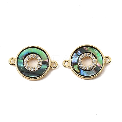 Natural Paua Shell Ring Connector Charms KK-G538-10G-1