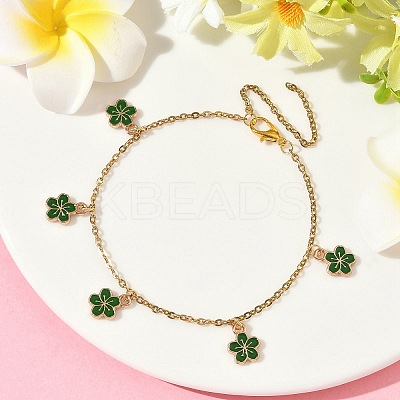 Flower Alloy Enamel Charm Bracelets BJEW-JB12285-01-1
