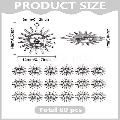 80Pcs 304 Stainless Steel Pendants STAS-LP0003-79-1
