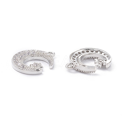 Rack Plating Brass Micro Pave Cubic Zirconia Pendants X-ZIRC-C026-05P-1