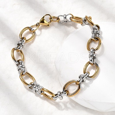 304 Stainless Steel Oval Link Chain Bracelets for Women BJEW-D377-01A-1