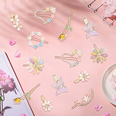 4 Bags 2 Styles Alloy & Resin Clip Hair Barrettes PHAR-SC0001-005-1