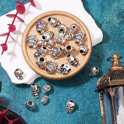 28Pcs 7 Styles Tibetan Style Alloy Beads TIBEB-TA0001-30-1