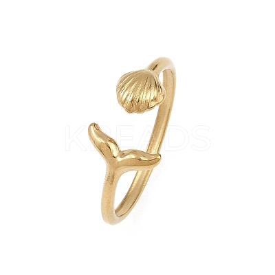 304 Stainless Steel Open Cuff Rings for Women RJEW-A089-01B-G-1