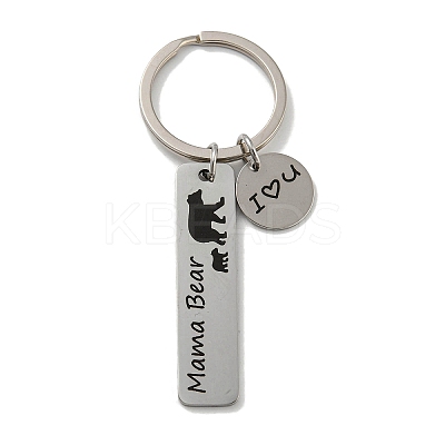 Mother's Day Gift 201 Stainless Steel Word Mama Bear Keychains LS-KEYC-E040-01P-04-1