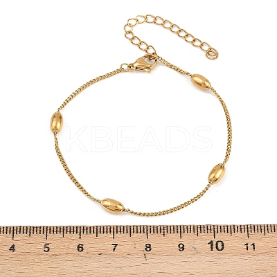 201 Stainless Steel Curb Chain Bracelets for Women BJEW-G767-01A-G-1