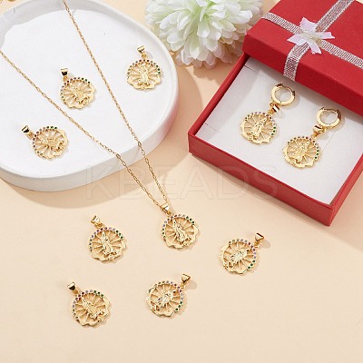 10Pcs Rack Plating Brass Micro Pave Cubic Zirconia Pendants KK-SZ0001-78-1